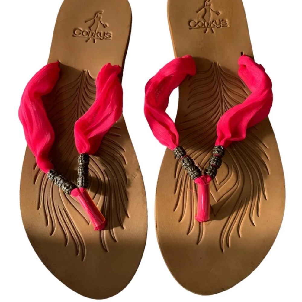 Corkys womens size 10.5/11 boho pink flip-flops
